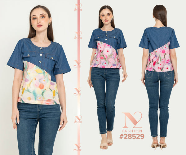 N2 - Cotton Denim Combed Top (Denim Kombi Katun) 28529