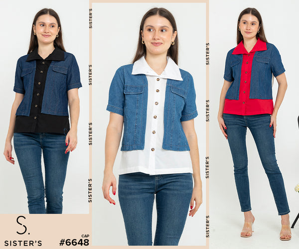 SISTER'S - Cotton Denim Combed Top (Katun Kombi Denim) 6648 CAP