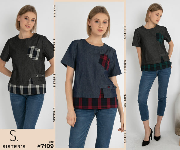 SISTER'S - Cotton Denim Combed Top (Katun Kombi Denim) 7109 CAP