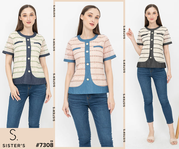 SISTER'S - Cotton Denim Combed Top (Katun Kombi Denim) 7308 ZE