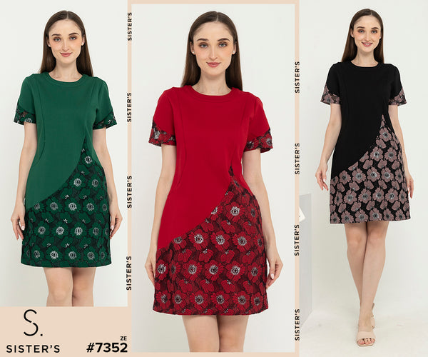 SISTER'S - Cotton with Cotton Combed Dress (Brukat Kombi Kaos) 7352 (ZEZ)