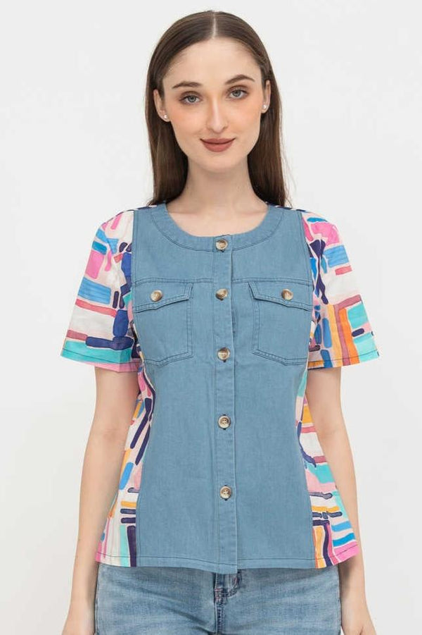 SISTER'S - Cotton Denim Combed Top (Katun Kombi Denim) Y6321 ZE