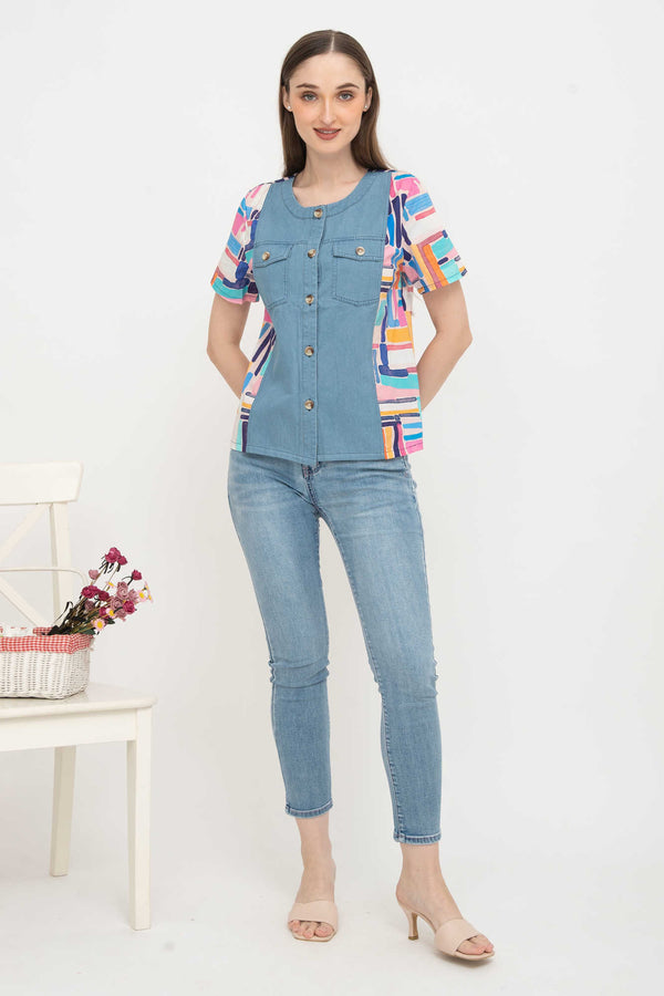 SISTER'S - Cotton Denim Combed Top (Katun Kombi Denim) Y6321 ZE