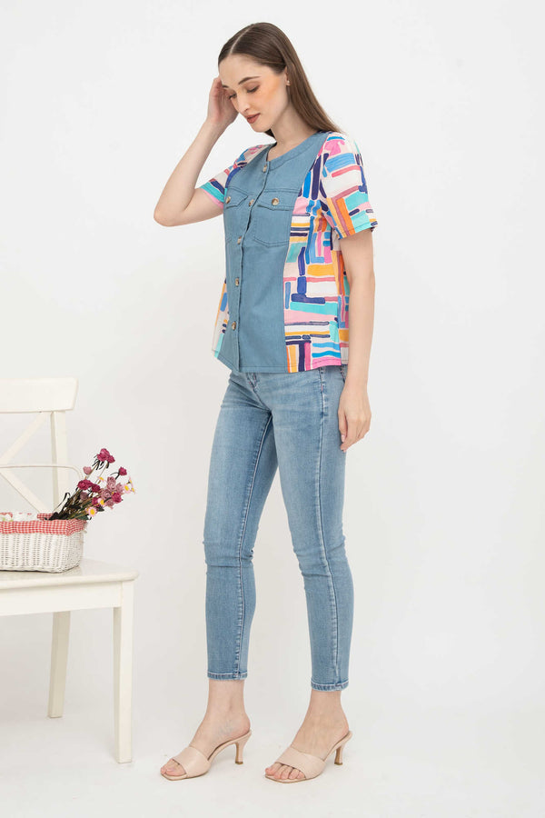 SISTER'S - Cotton Denim Combed Top (Katun Kombi Denim) Y6321 ZE