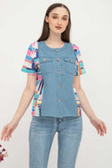SISTER'S - Cotton Denim Combed Top (Katun Kombi Denim) Y6321 ZE