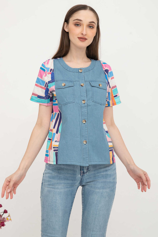 SISTER'S - Cotton Denim Combed Top (Katun Kombi Denim) Y6321 ZE