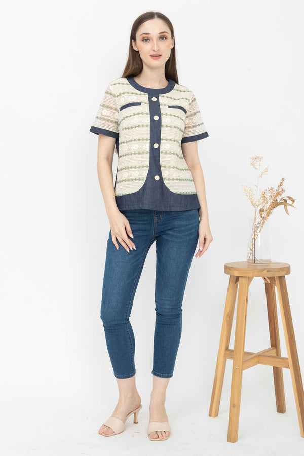 SISTER'S - Cotton Denim Combed Top (Katun Kombi Denim) 7308 ZE