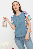 SISTER'S - Cotton Denim Combed Top (Katun Kombi Denim) Y6321 ZE