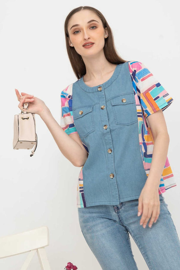 SISTER'S - Cotton Denim Combed Top (Katun Kombi Denim) Y6321 ZE