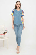 SISTER'S - Cotton Denim Combed Top (Katun Kombi Denim) Y6321 ZE
