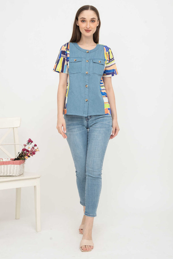 SISTER'S - Cotton Denim Combed Top (Katun Kombi Denim) Y6321 ZE