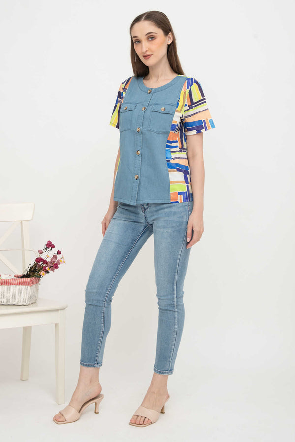 SISTER'S - Cotton Denim Combed Top (Katun Kombi Denim) Y6321 ZE