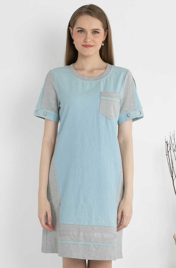 SISTER'S - Cotton Combed Dress (Denim Kombi Kaos) 7117 (CAP)