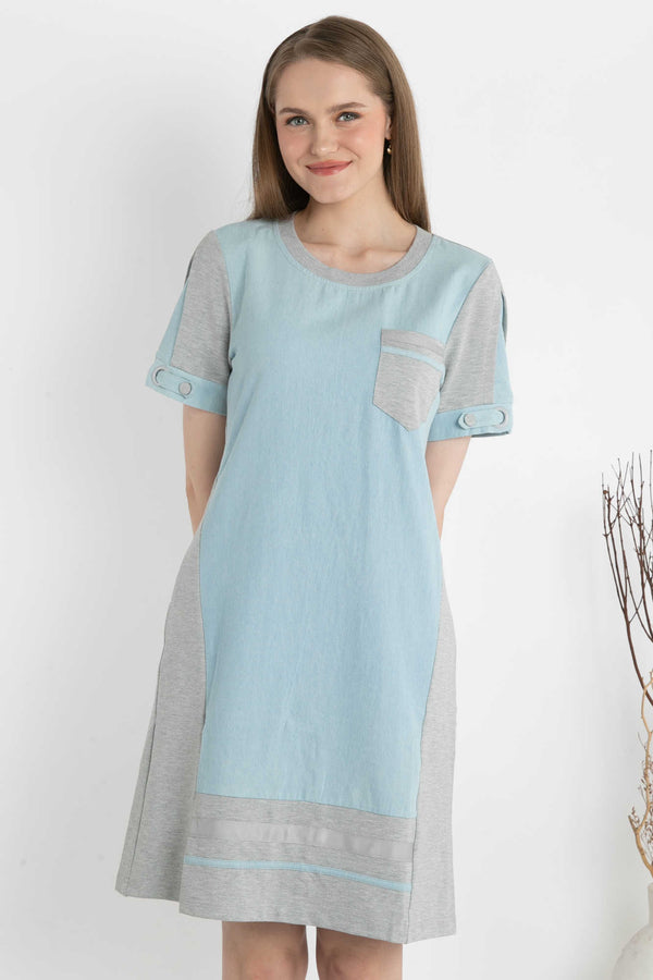 SISTER'S - Cotton Combed Dress (Denim Kombi Kaos) 7117 (CAP)