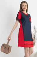 SISTER'S - Cotton Combed Dress (Denim Kombi Kaos) 7117 (CAP)