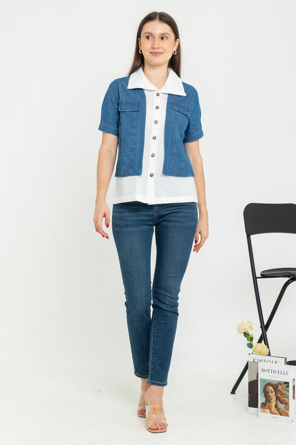 SISTER'S - Cotton Denim Combed Top (Katun Kombi Denim) 6648 CAP