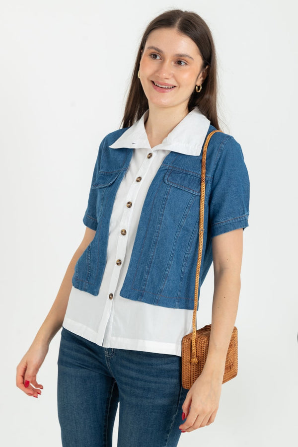 SISTER'S - Cotton Denim Combed Top (Katun Kombi Denim) 6648 CAP