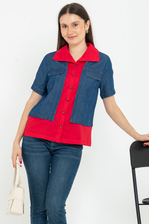 SISTER'S - Cotton Denim Combed Top (Katun Kombi Denim) 6648 CAP
