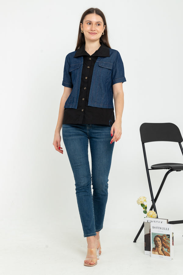 SISTER'S - Cotton Denim Combed Top (Katun Kombi Denim) 6648 CAP