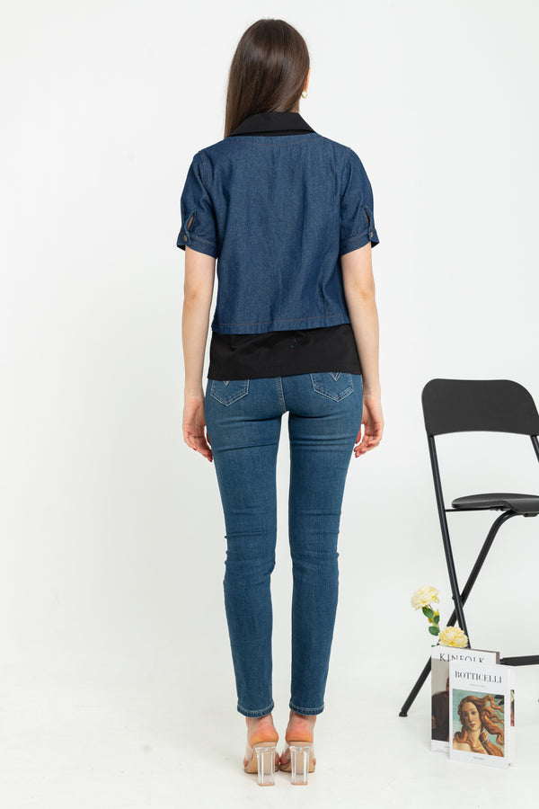 SISTER'S - Cotton Denim Combed Top (Katun Kombi Denim) 6648 CAP