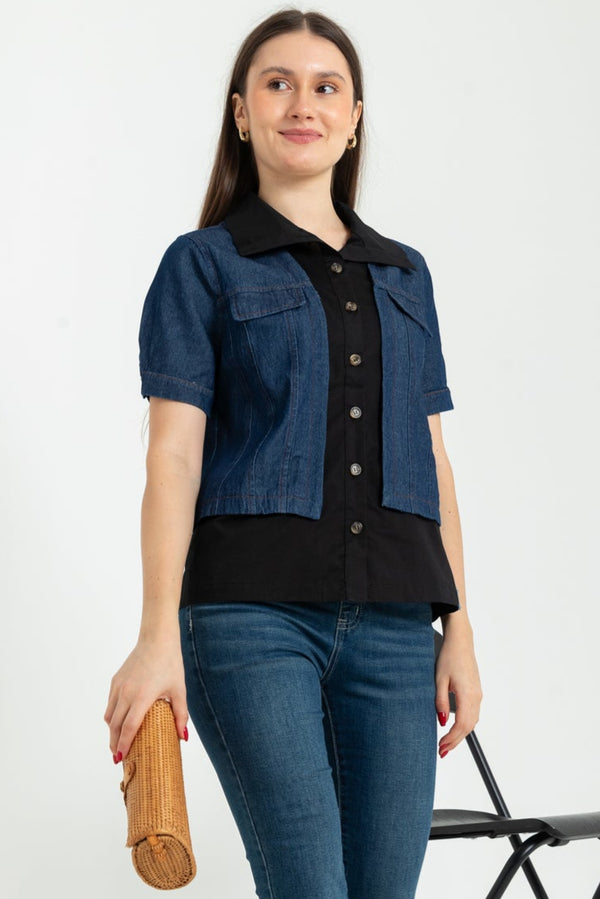 SISTER'S - Cotton Denim Combed Top (Katun Kombi Denim) 6648 CAP