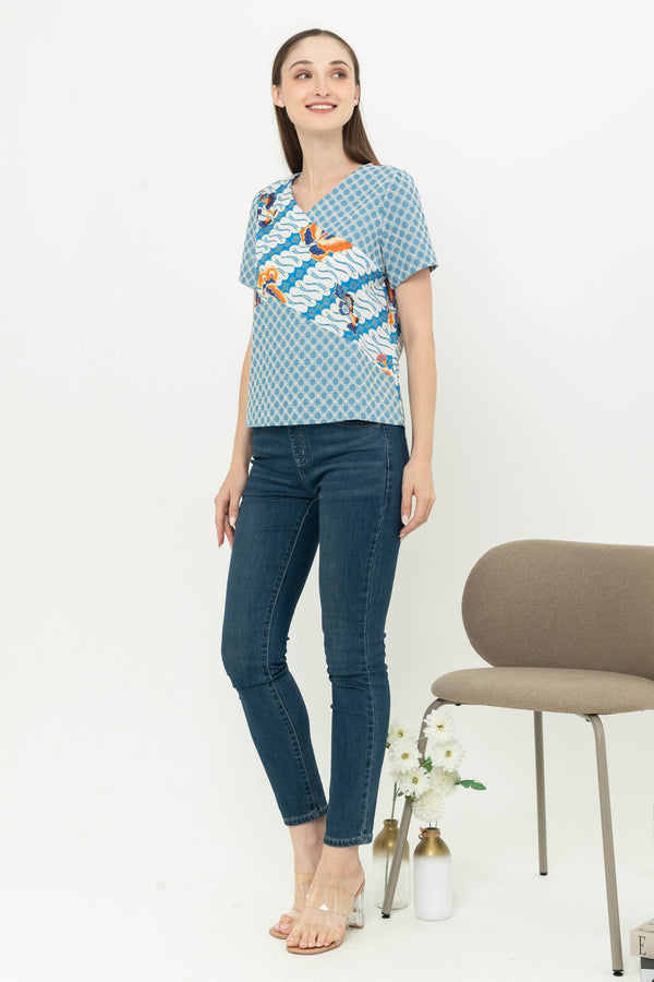 SISTER'S - Cotton Denim Combed Top (Katun Kombi Denim) S209 JS