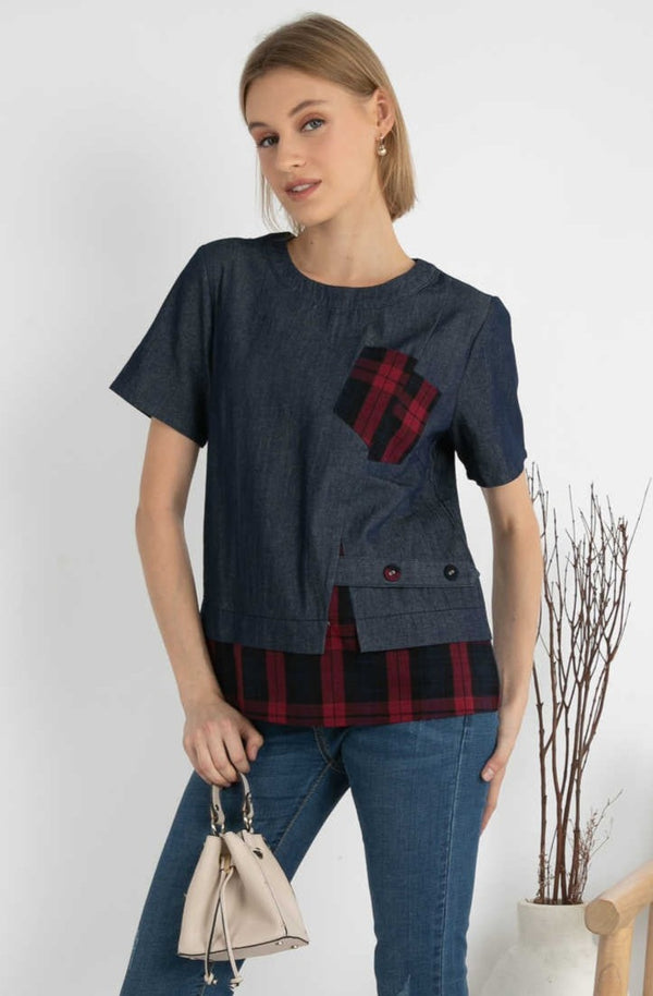 SISTER'S - Cotton Denim Combed Top (Katun Kombi Denim) 7109 CAP