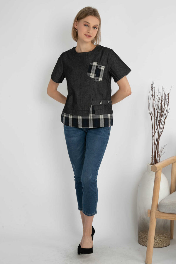 SISTER'S - Cotton Denim Combed Top (Katun Kombi Denim) 7109 CAP