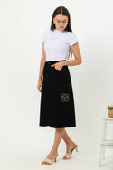 2023 - Black Cargo Jeans Skirt (Rok Jeans Kargo) S359 JS