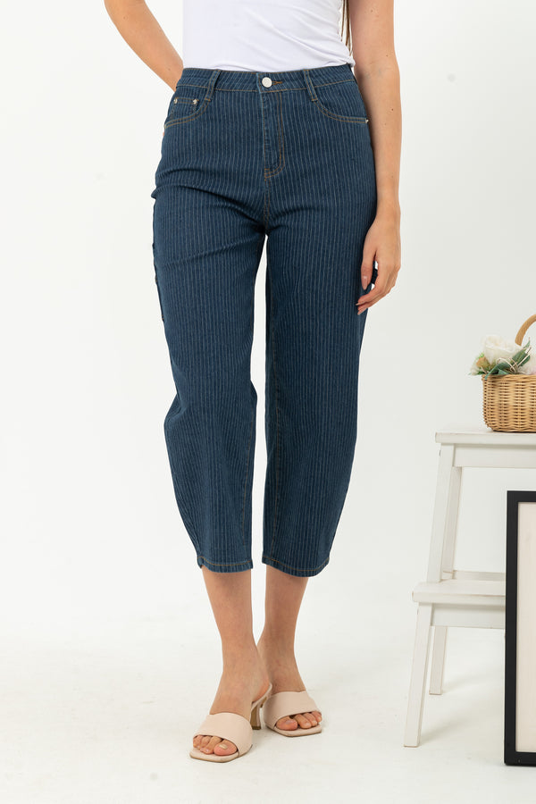 2023 - Striped Culottes Jeans (Celana Jeans Kulot Salur) S374 JS