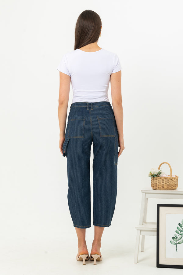 2023 - Striped Culottes Jeans (Celana Jeans Kulot Salur) S374 JS