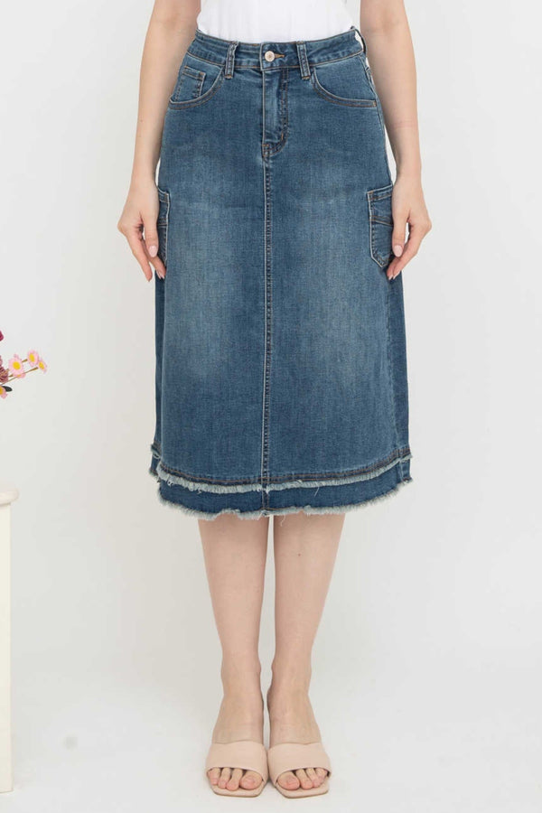 2023 - Black Cargo Jeans Skirt (Rok Jeans Kargo) S328 JS