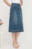 2023 - Black Cargo Jeans Skirt (Rok Jeans Kargo) S328 JS