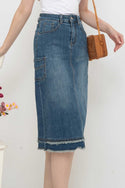 2023 - Black Cargo Jeans Skirt (Rok Jeans Kargo) S328 JS