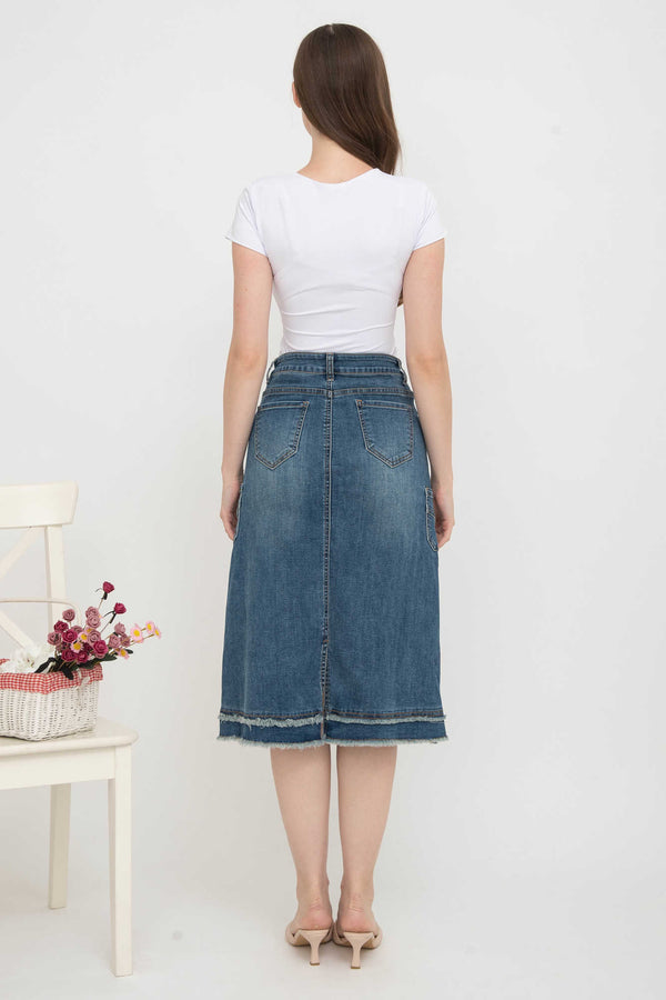 2023 - Black Cargo Jeans Skirt (Rok Jeans Kargo) S328 JS