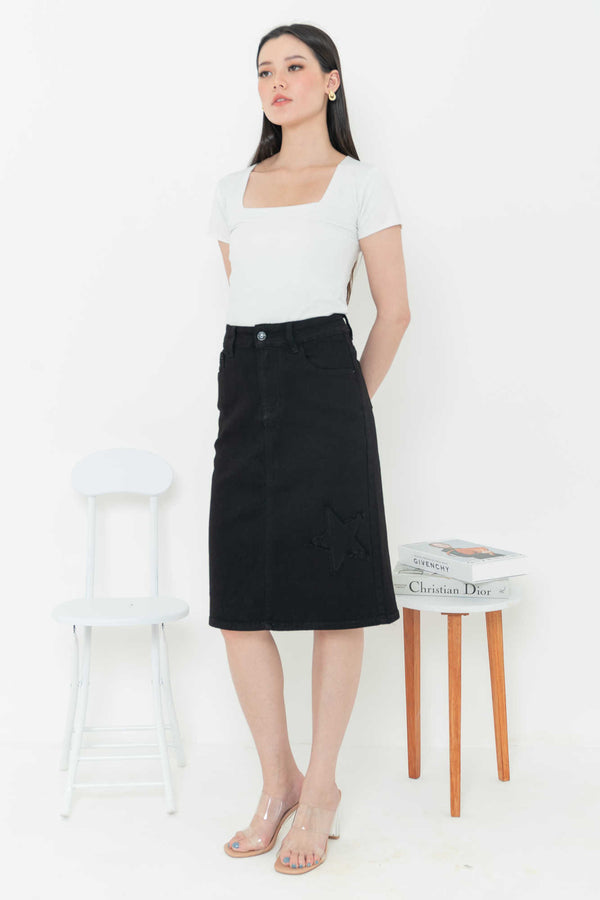 2023 - Black Jeans Skirt (Rok Jeans Hitam) S287 JS