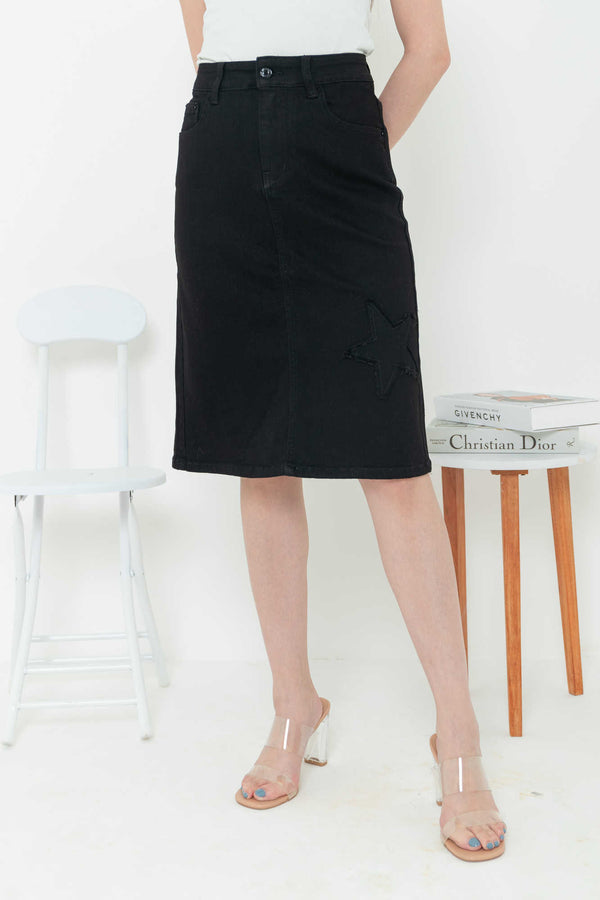 2023 - Black Jeans Skirt (Rok Jeans Hitam) S287 JS