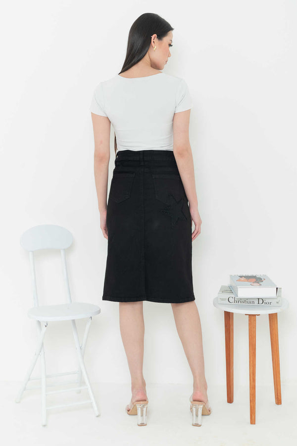 2023 - Black Jeans Skirt (Rok Jeans Hitam) S287 JS