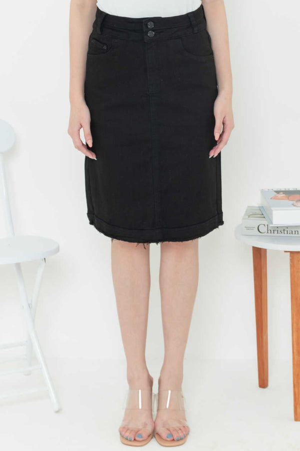 2023 - Black Jeans Skirt (Rok Jeans Hitam) S300 JS