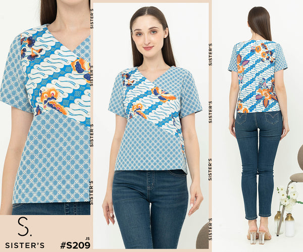 SISTER'S - Cotton Denim Combed Top (Katun Kombi Denim) S209 JS