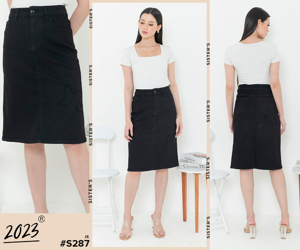 2023 - Black Jeans Skirt (Rok Jeans Hitam) S287 JS
