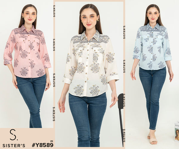 SISTER'S - Cotton Linen Shirt (Katun Linen) Y8589 ZE