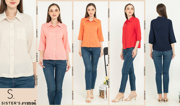 SISTER'S - Cotton Linen Shirt (Katun Linen) Y8596 ZE