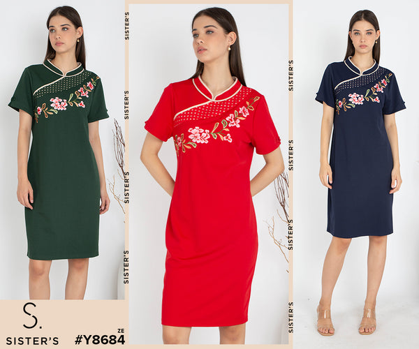 SISTER'S - Cotton Combed Dress (Dress Cheongsam Kaos) Y8684